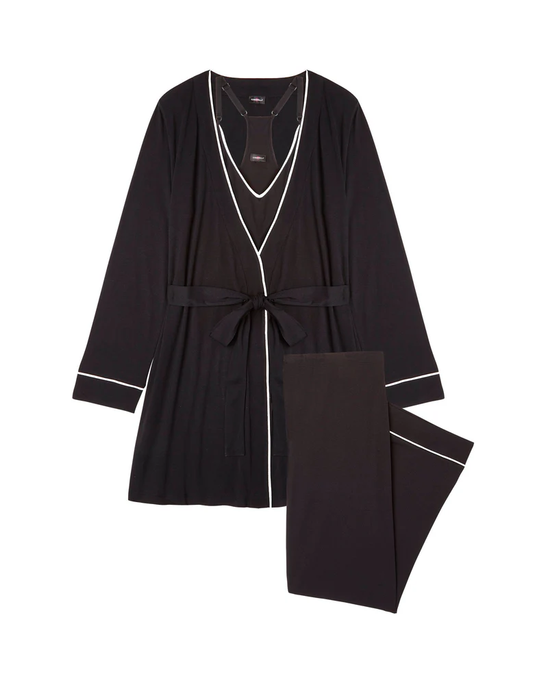 Curvy Racerback Cami, Pant & Robe Set